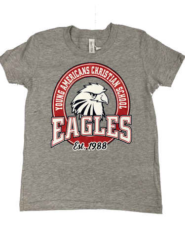 Short Sleeve Grey Shirt with Eagles Circle Est. 1988
