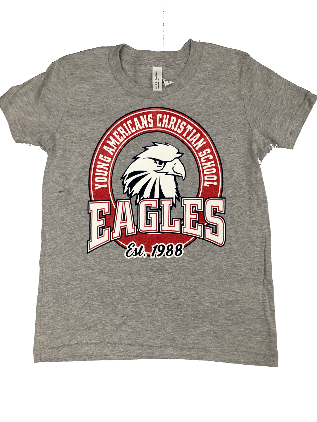 Short Sleeve Grey Shirt with Eagles Circle Est. 1988